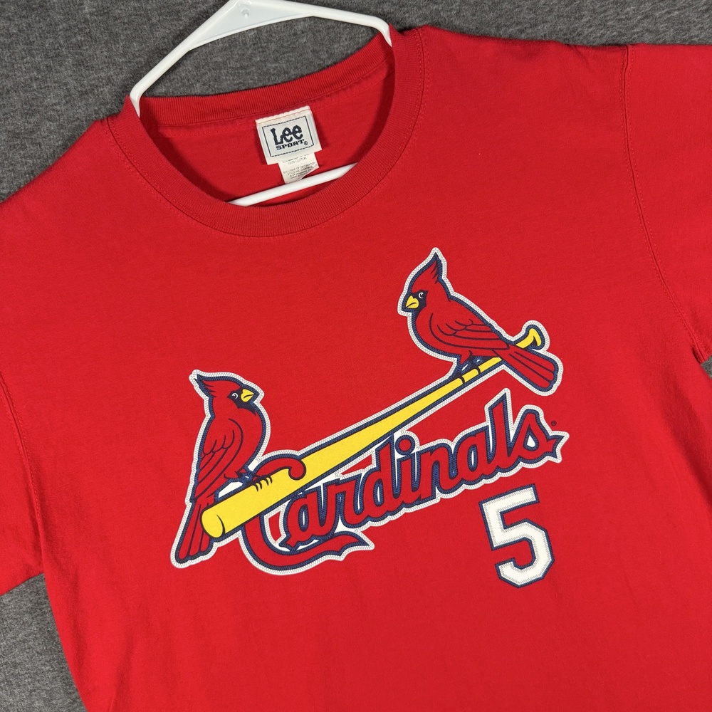 VTG Albert Pujols St Louis Cardinals Shirt Medium Red Lee Sport 2005 Number 5